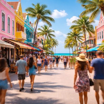 rue-aruba-batiments-colores-palmiers