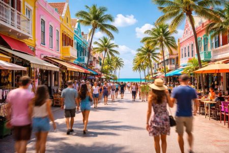 rue-aruba-batiments-colores-palmiers