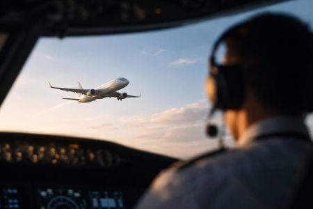 avion-moderne-ciel-clair-nuages