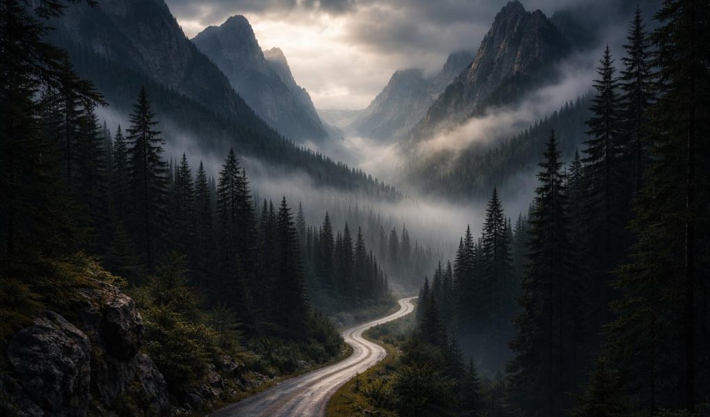 montagnes-forets-route-brume