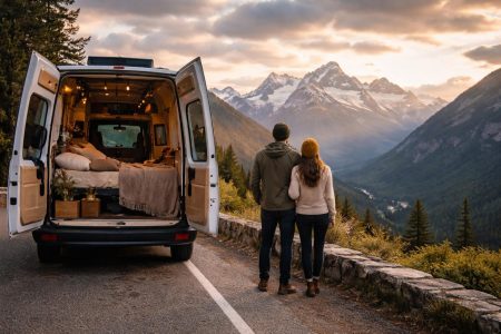 fourgon-route-montagnes-couple-horizon