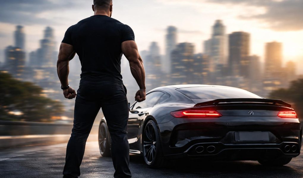 homme-imposant-voiture-sport-urbain