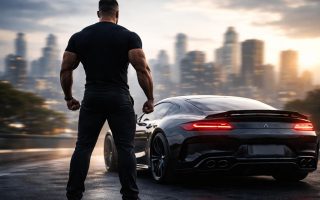 homme-imposant-voiture-sport-urbain