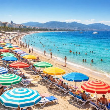 plage-cannes-parasols-transats-montagnes