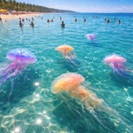 plage-mer-meduses-baigneurs-ciel-bleu