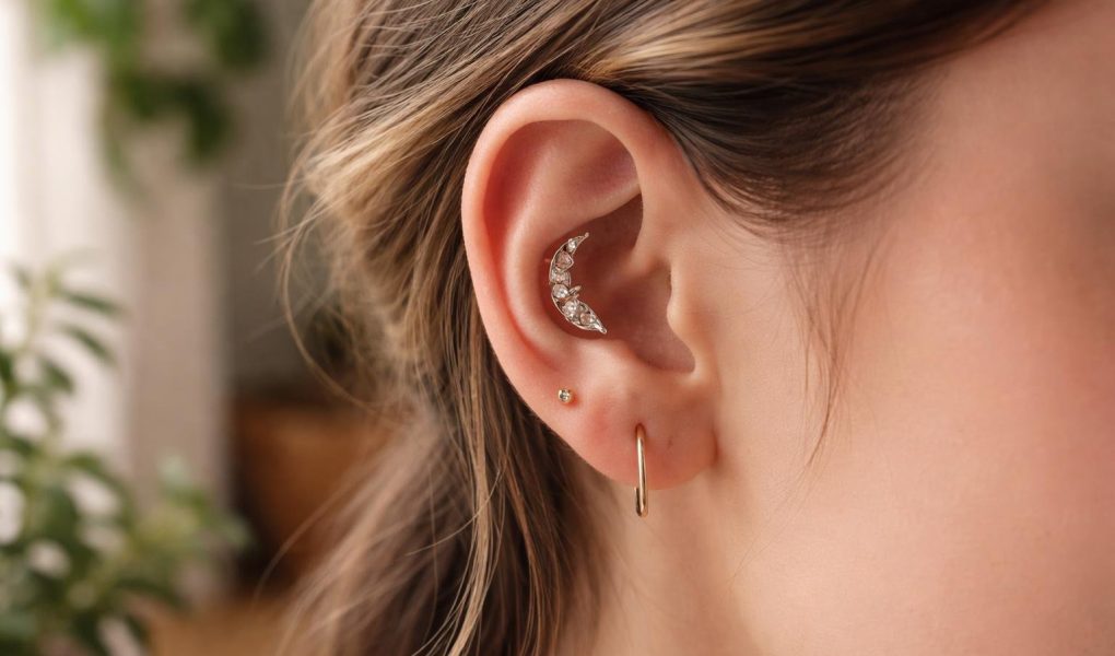 oreille-piercing-argent-bois-plantes