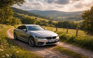 voiture-elegante-chemin-campagne-colline