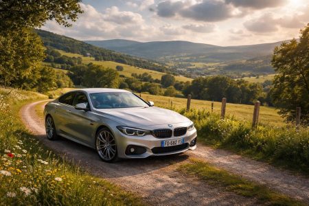 voiture-elegante-chemin-campagne-colline