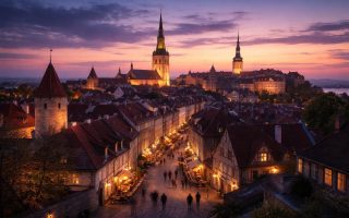 tallinn-batiments-medievaux-crepuscule