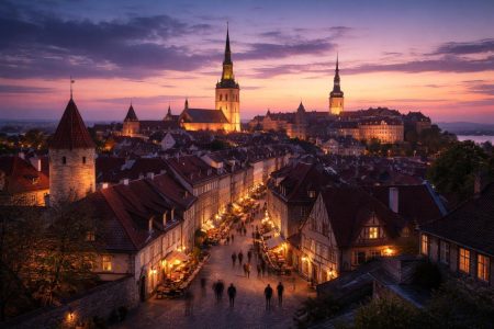 tallinn-batiments-medievaux-crepuscule