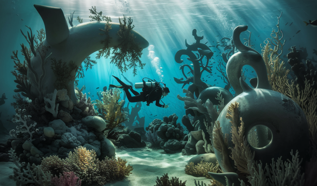 plongeur-sculpture-sous-marine-corail-faune