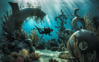 plongeur-sculpture-sous-marine-corail-faune